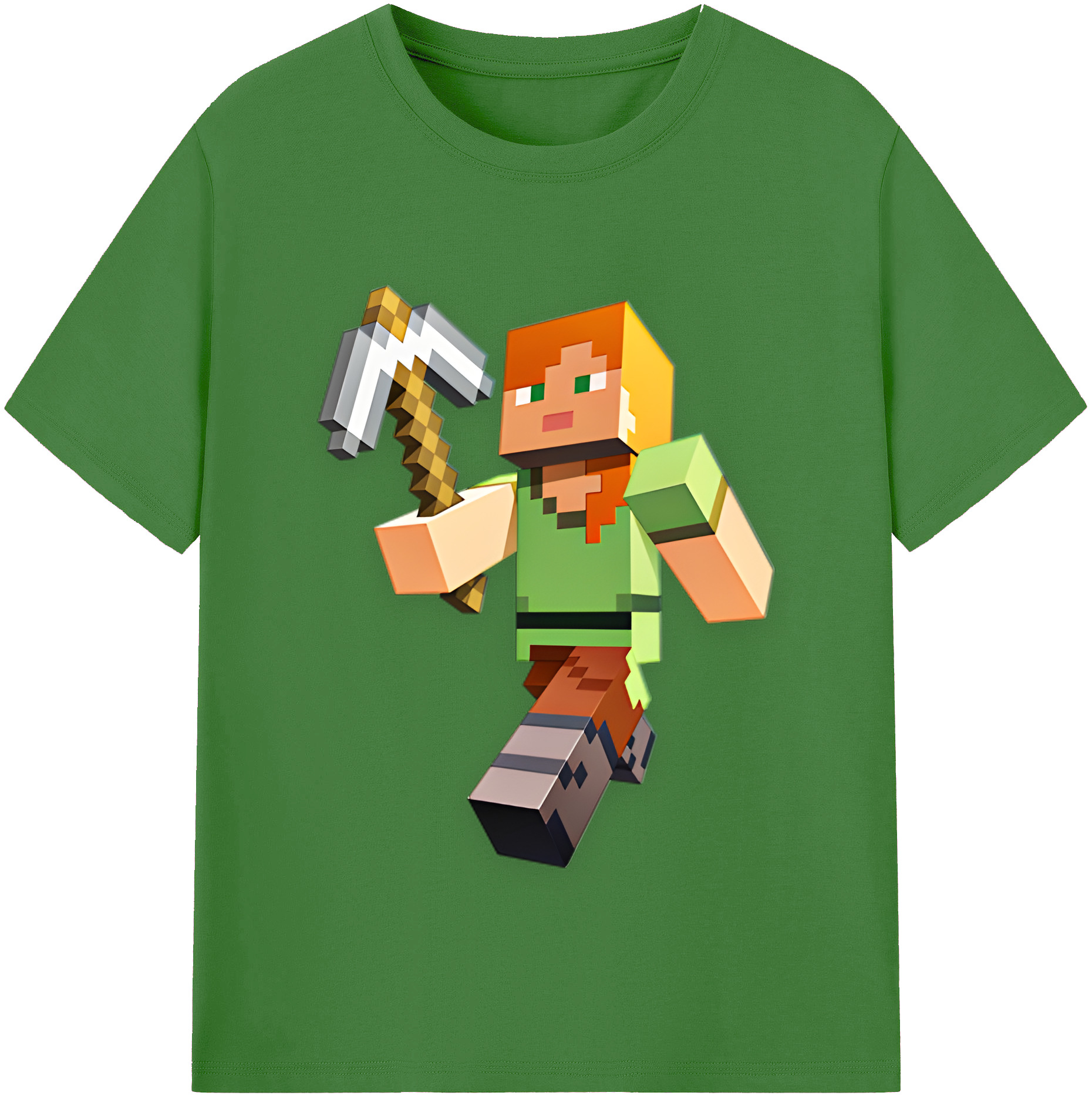 （画像用） マインクラフト ブロックの世界 Minecraft MC Block world レディースカジュアルプリントTシャツ（綿100％）